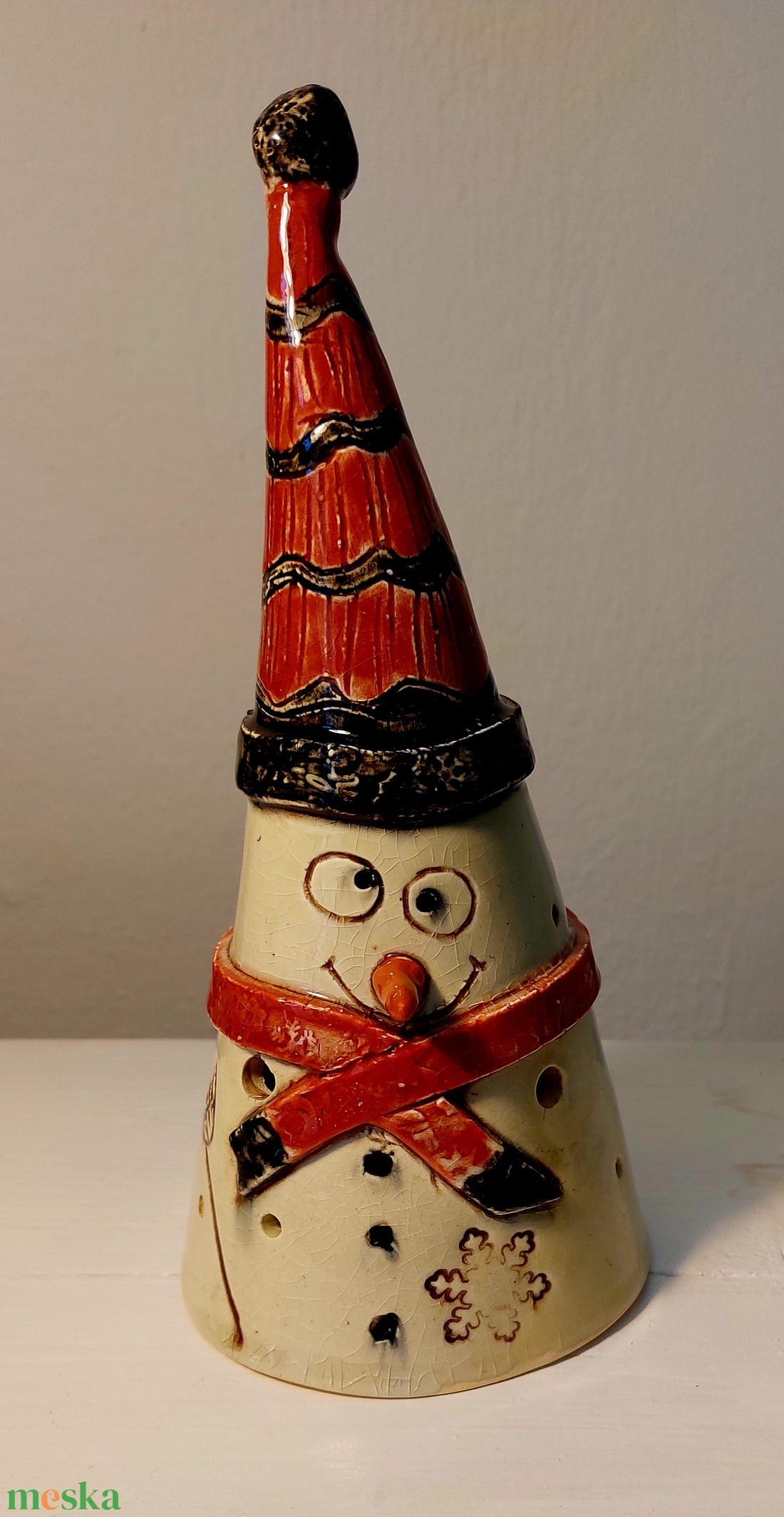 Kerámia hóember, mécsestartó - otthon & életmód - dekoráció - spiritualitás - füstölő és füstölőtartó - Meska.hu