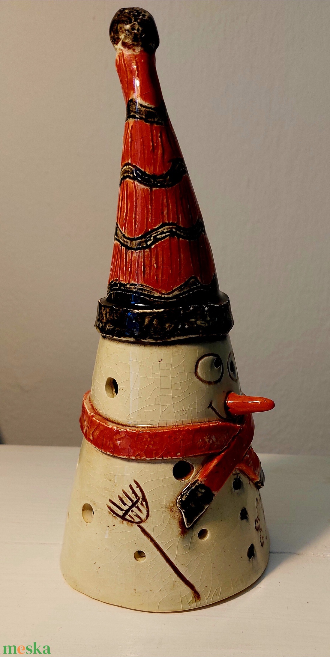 Kerámia hóember, mécsestartó - otthon & életmód - dekoráció - spiritualitás - füstölő és füstölőtartó - Meska.hu