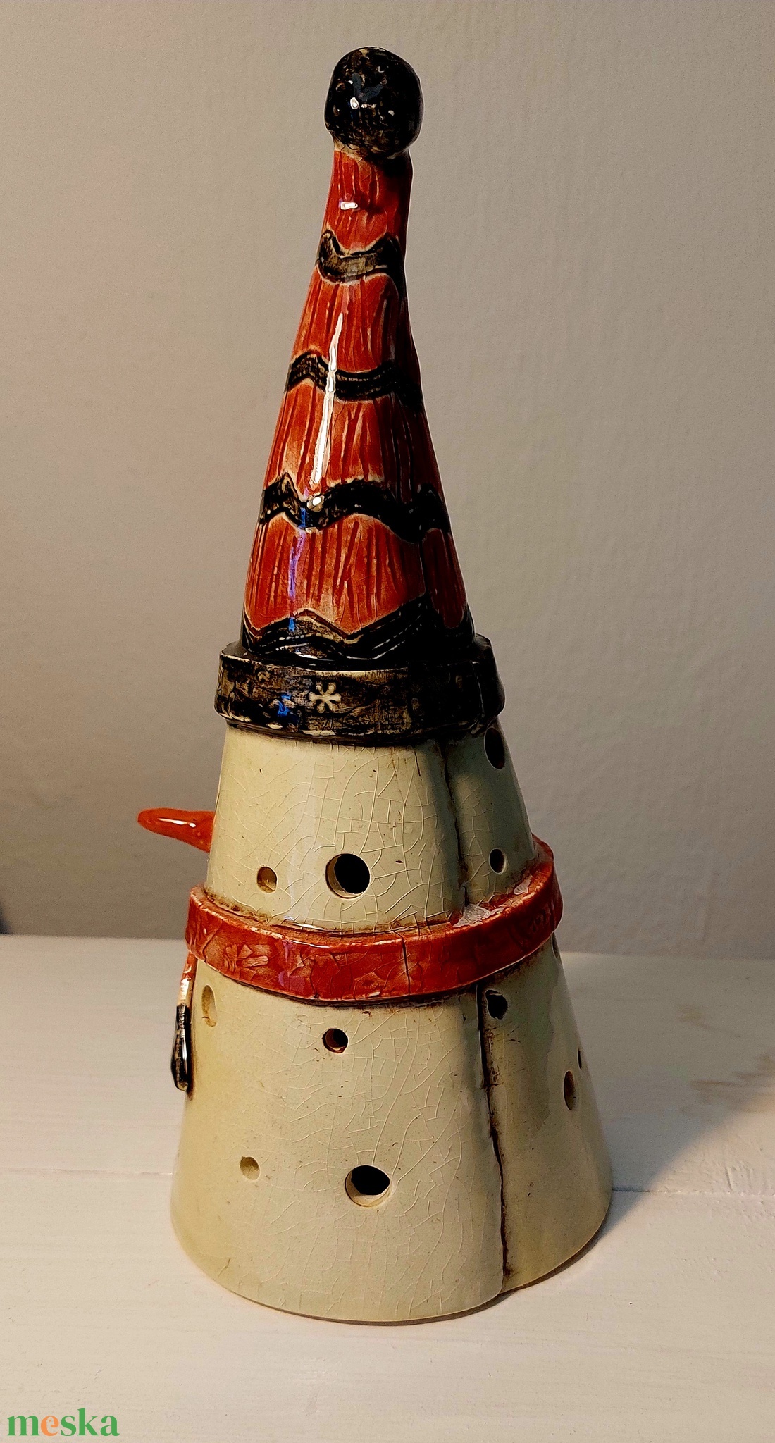 Kerámia hóember, mécsestartó - otthon & életmód - dekoráció - spiritualitás - füstölő és füstölőtartó - Meska.hu