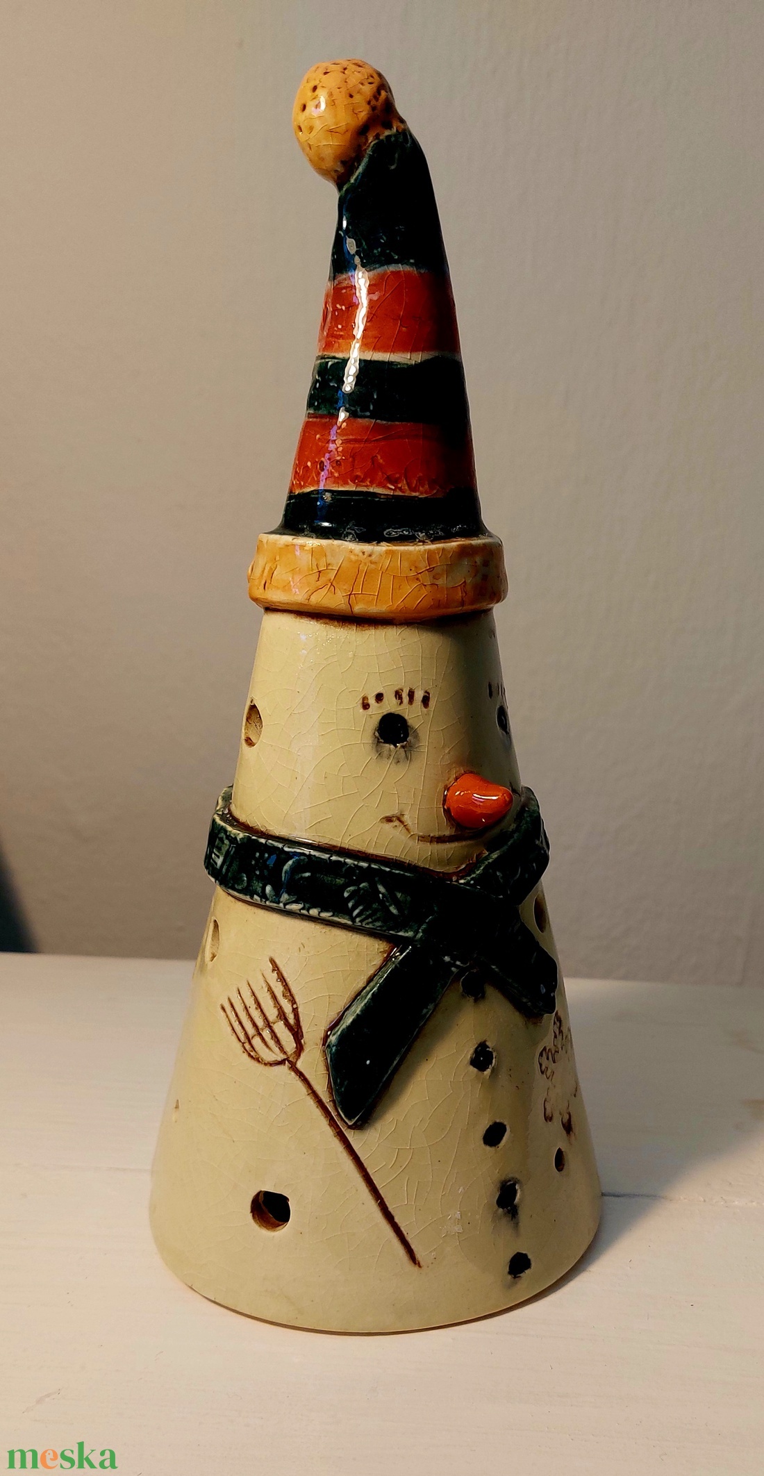 Kerámia hóember, mécsestartó - otthon & életmód - dekoráció - spiritualitás - füstölő és füstölőtartó - Meska.hu