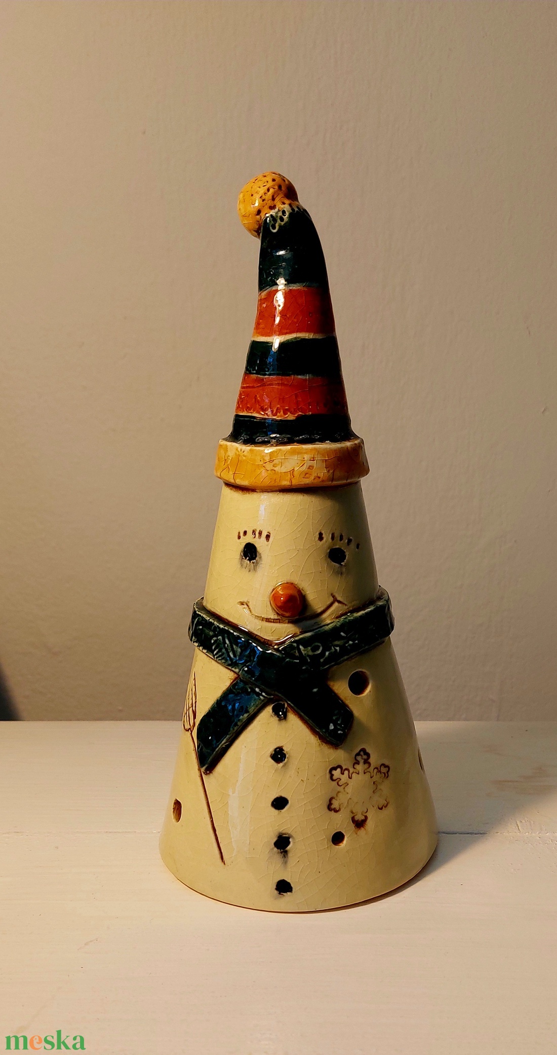 Kerámia hóember, mécsestartó - otthon & életmód - dekoráció - spiritualitás - füstölő és füstölőtartó - Meska.hu