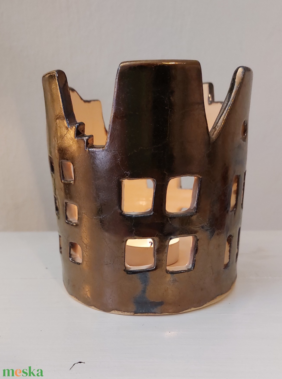 Ünnepi bronz mécsestartó - otthon & életmód - dekoráció - fali és függő dekoráció - fali kulcstartó - Meska.hu