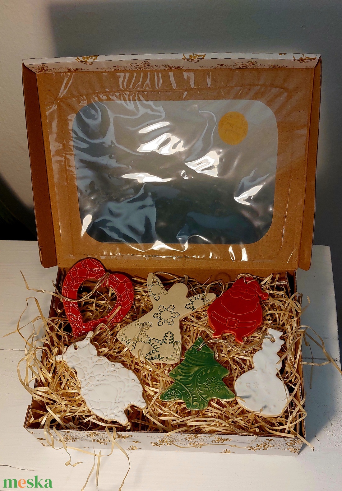 Kerámia fenyőfadísz díszdobozban - otthon & életmód - konyhafelszerelés, tálalás - tálalás - tányér & étkészlet - Meska.hu