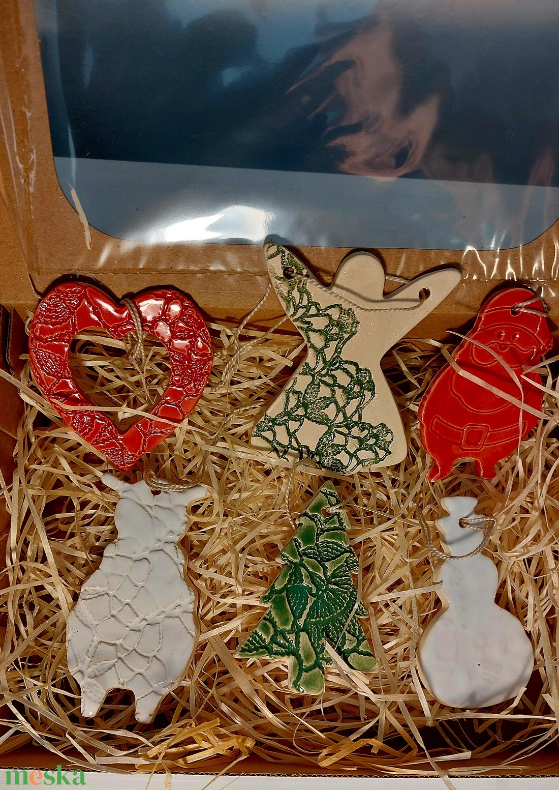 Kerámia fenyőfadísz díszdobozban,6dbos - otthon & életmód - konyhafelszerelés, tálalás - tálalás - kínálótál - Meska.hu