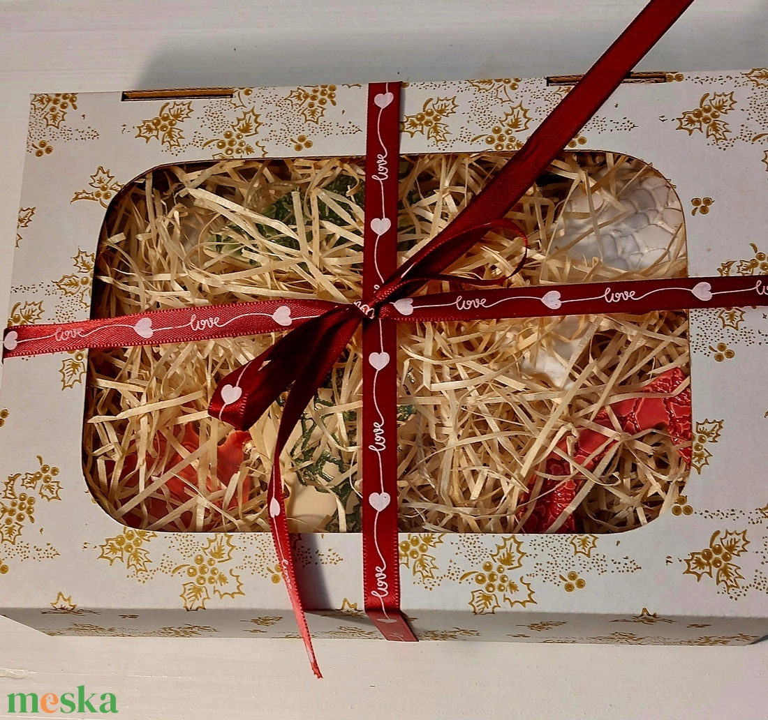 Kerámia fenyőfadísz díszdobozban,6dbos - otthon & életmód - konyhafelszerelés, tálalás - tálalás - kínálótál - Meska.hu