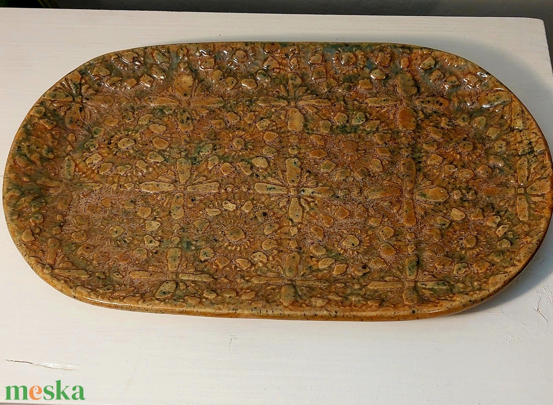 Kerámia ovális kínáló tál - otthon & életmód - konyhafelszerelés, tálalás - tálalás - tányér & étkészlet - Meska.hu