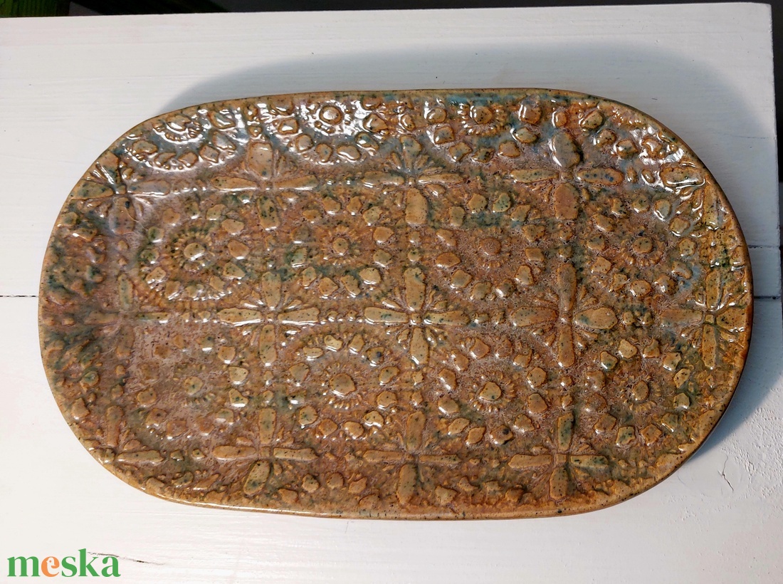 Kerámia ovális kínáló tál - otthon & életmód - konyhafelszerelés, tálalás - tálalás - tányér & étkészlet - Meska.hu