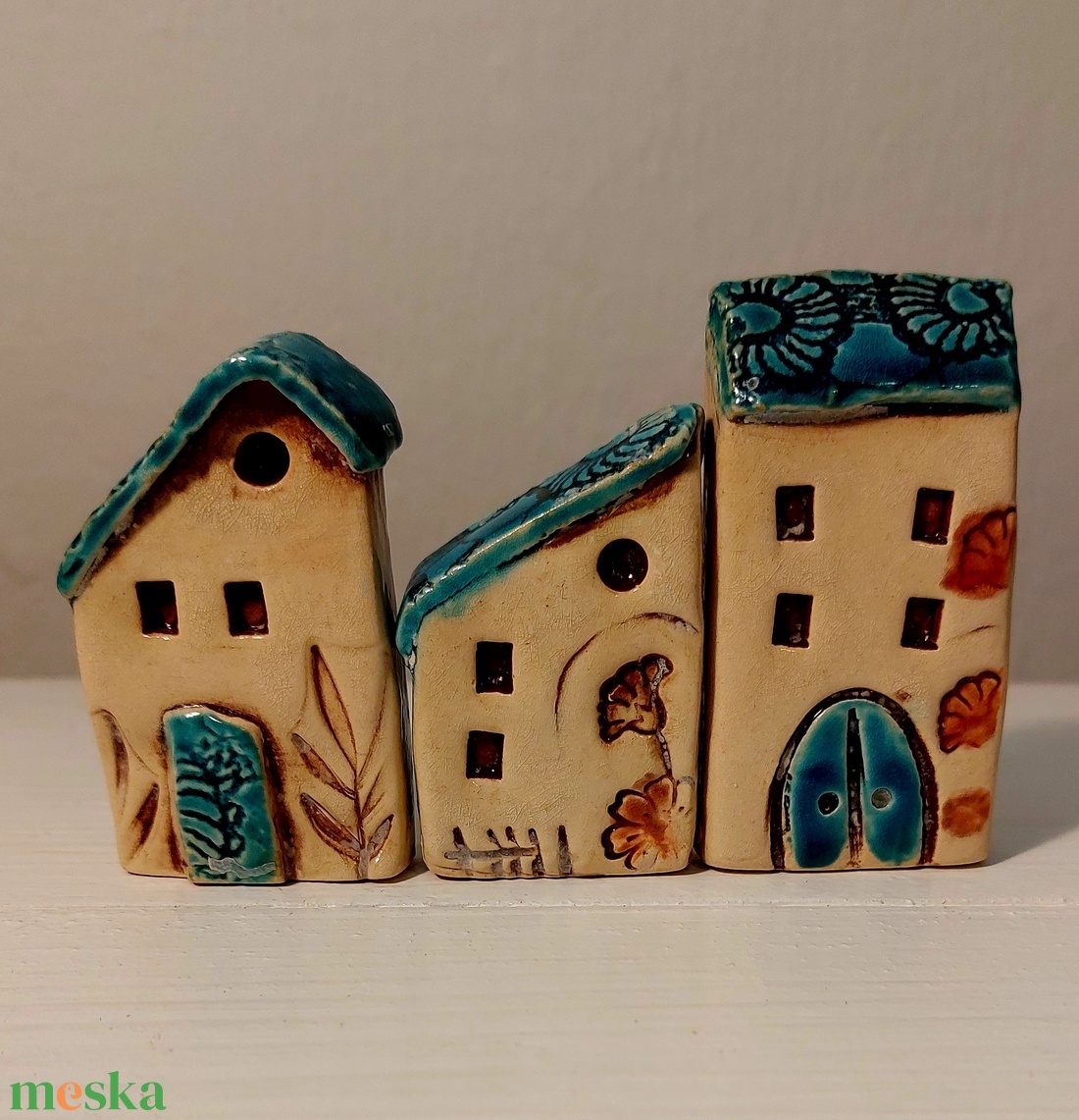 Kerámia házikók - otthon & életmód - dekoráció - kép & falikép - fából készült kép - Meska.hu