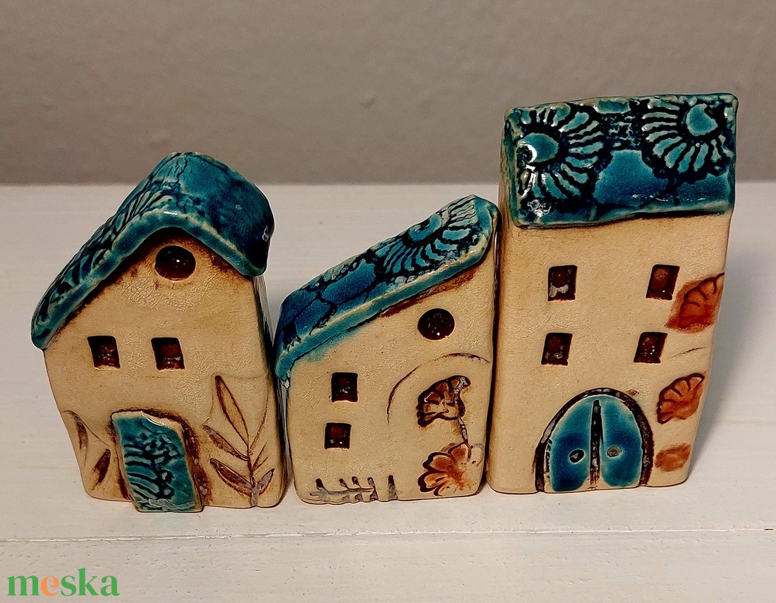 Kerámia házikók - otthon & életmód - dekoráció - kép & falikép - fából készült kép - Meska.hu