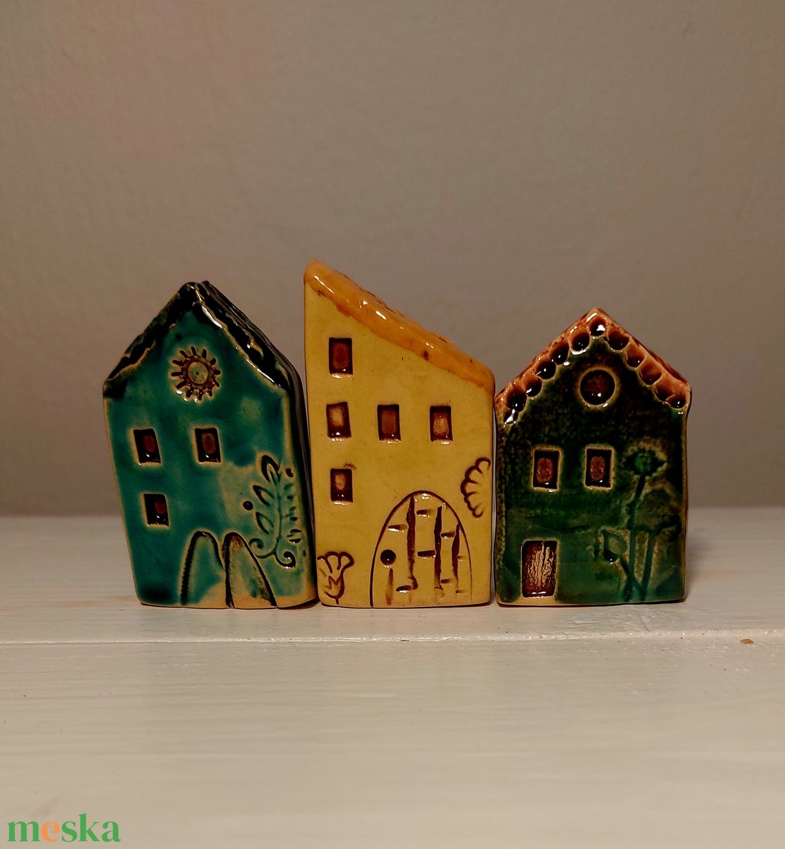 Kerámia házikók - karácsony - adventi díszek - adventi koszorú - Meska.hu