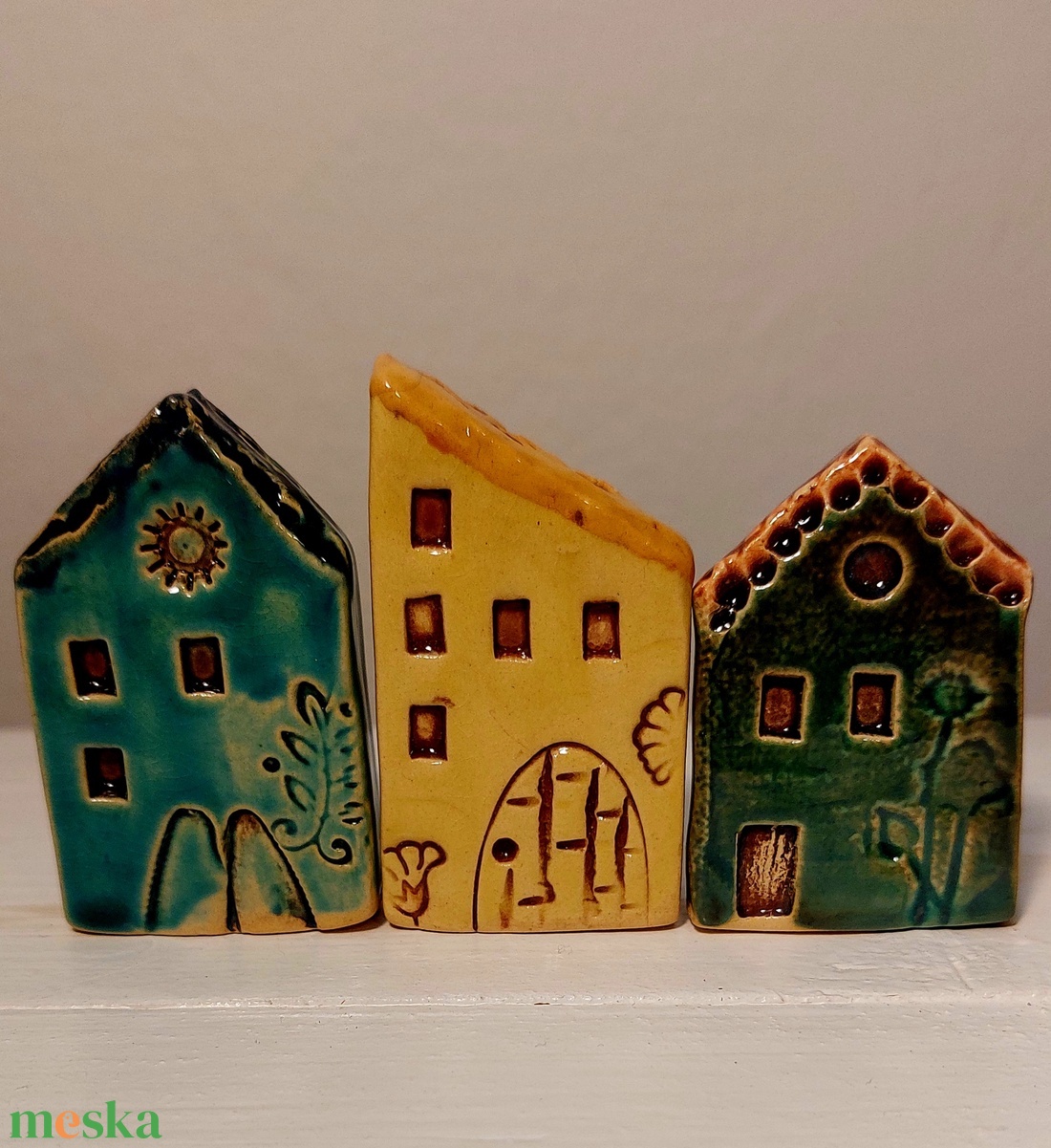 Kerámia házikók - karácsony - adventi díszek - adventi koszorú - Meska.hu