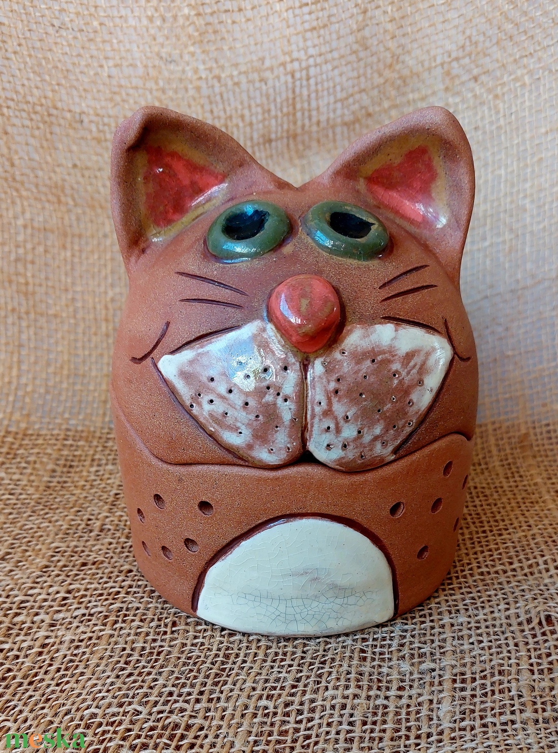 Cica alakú fokhagymatartó - otthon & életmód - konyhafelszerelés, tálalás - konyhai tárolás - fűszertartó - Meska.hu