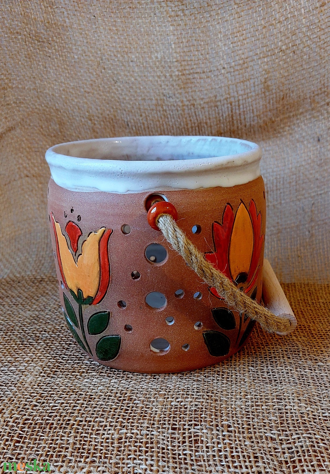 Kerámia mécsestartó vagy kaspó - otthon & életmód - virágdekoráció - virágtartó - kaspó - Meska.hu