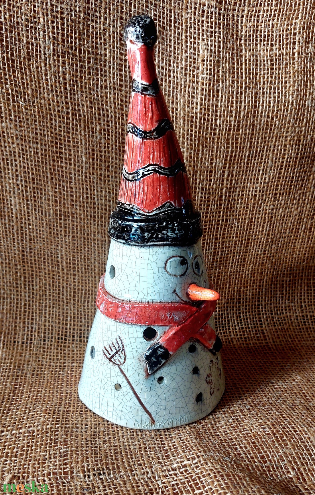 Kerámia Hóember, mécsestartó - karácsony - adventi díszek - adventi asztaldísz - Meska.hu