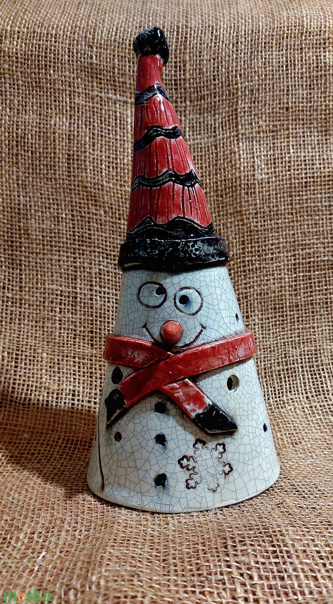 Kerámia Hóember, mécsestartó - karácsony - adventi díszek - adventi asztaldísz - Meska.hu