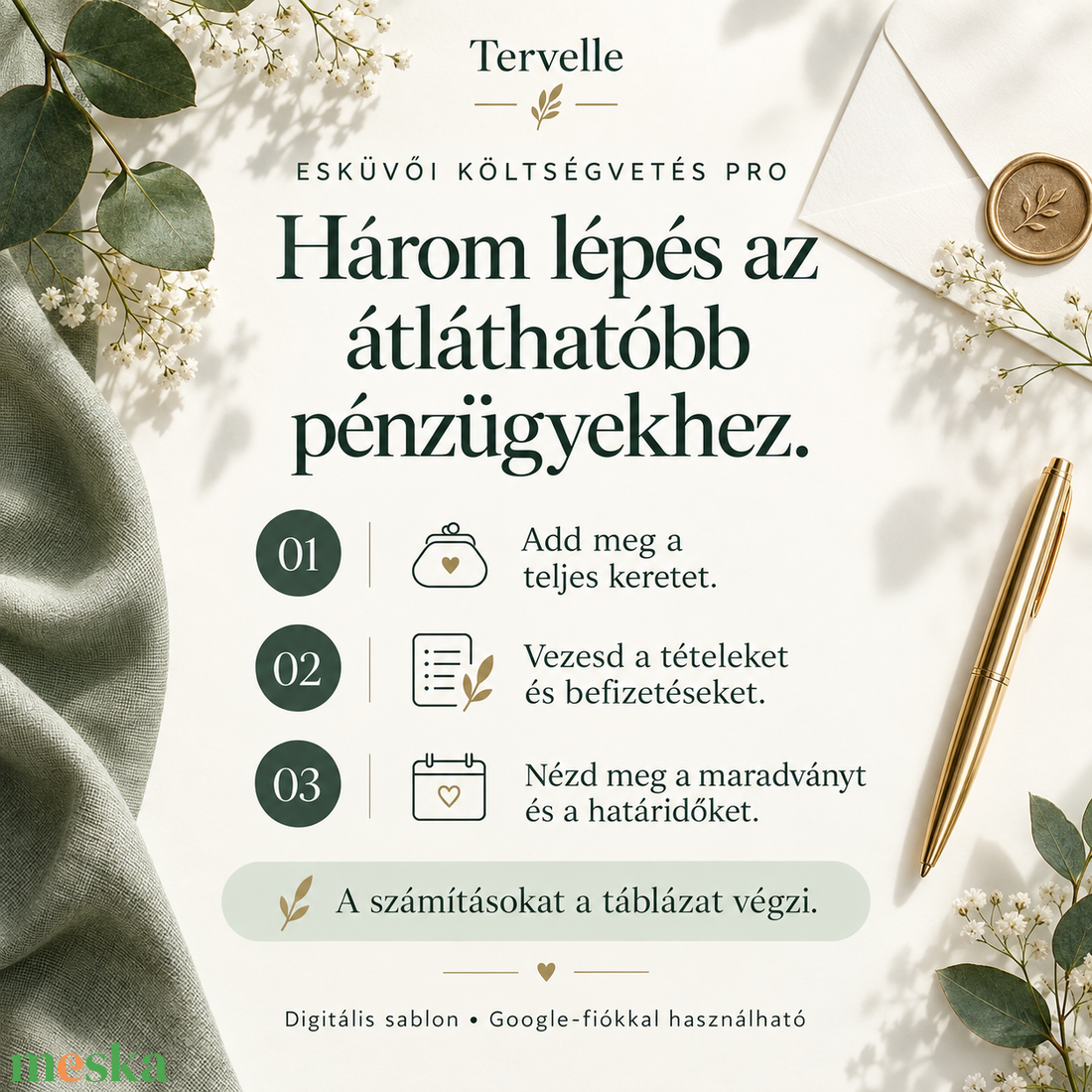 Tervelle Költségvetés PRO � automatizált esküvői költségvetés és fizetéskövető Google Sheetsben - esküvő - esküvői szett - Meska.hu