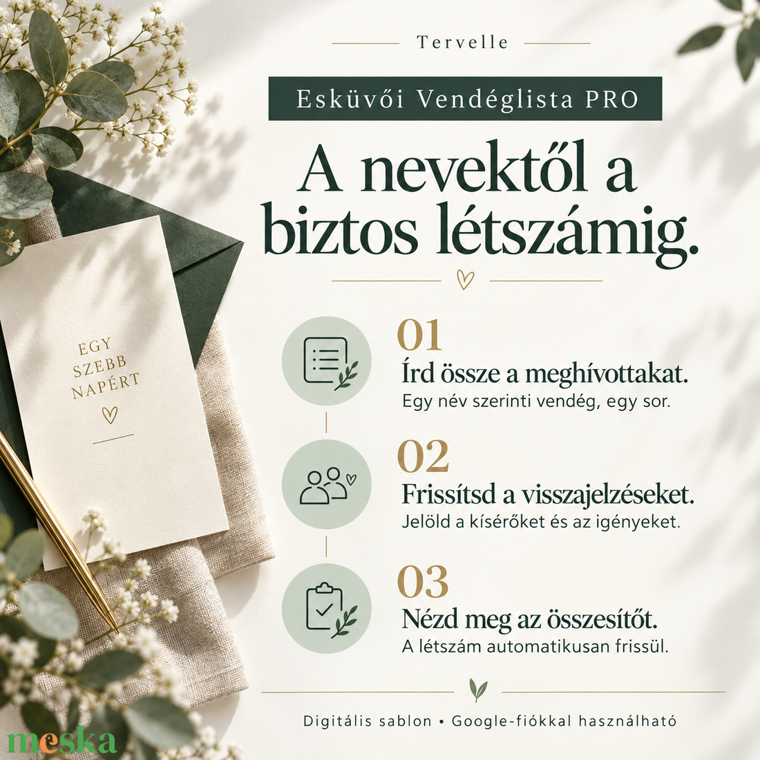 Tervelle Vendéglista PRO � automatizált esküvői vendéglista és RSVP követő Google Sheetsben - esküvő - esküvői szett - Meska.hu