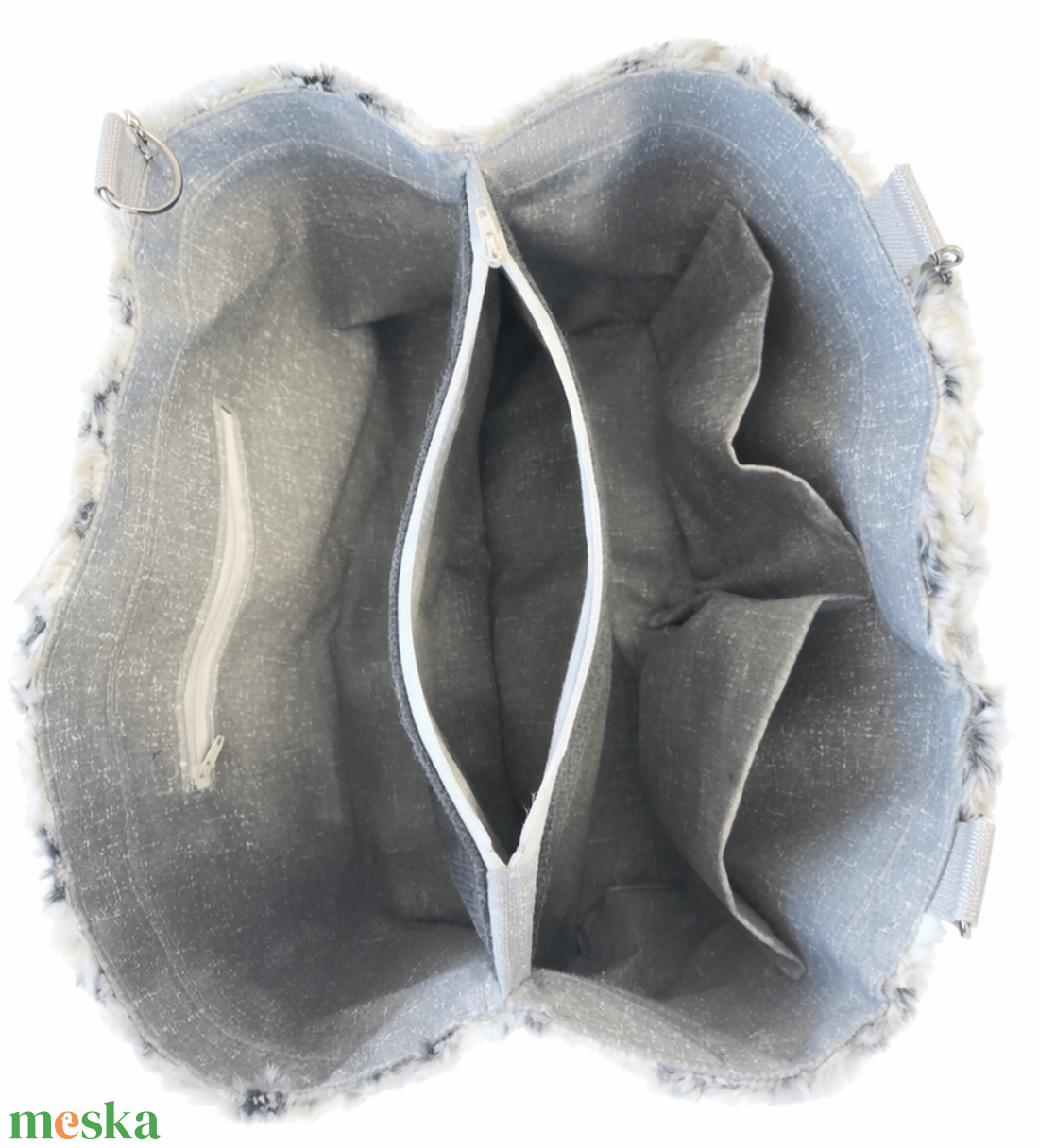 Műszőrme női táska zsebekkel - táska & tok - kézitáska & válltáska - nagy pakolós táska - Meska.hu