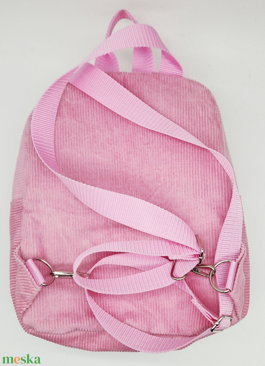 Rózsaszín kordbársony hátizsák - táska & tok - kézitáska & válltáska - belső rendező - Meska.hu