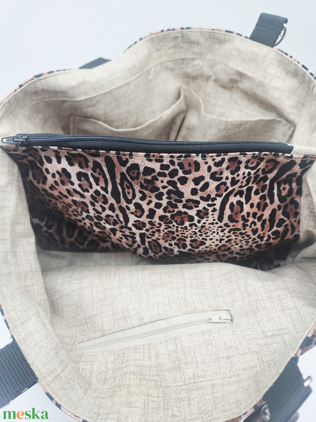 Leopárd mintás női táska - táska & tok - kézitáska & válltáska - nagy pakolós táska - Meska.hu