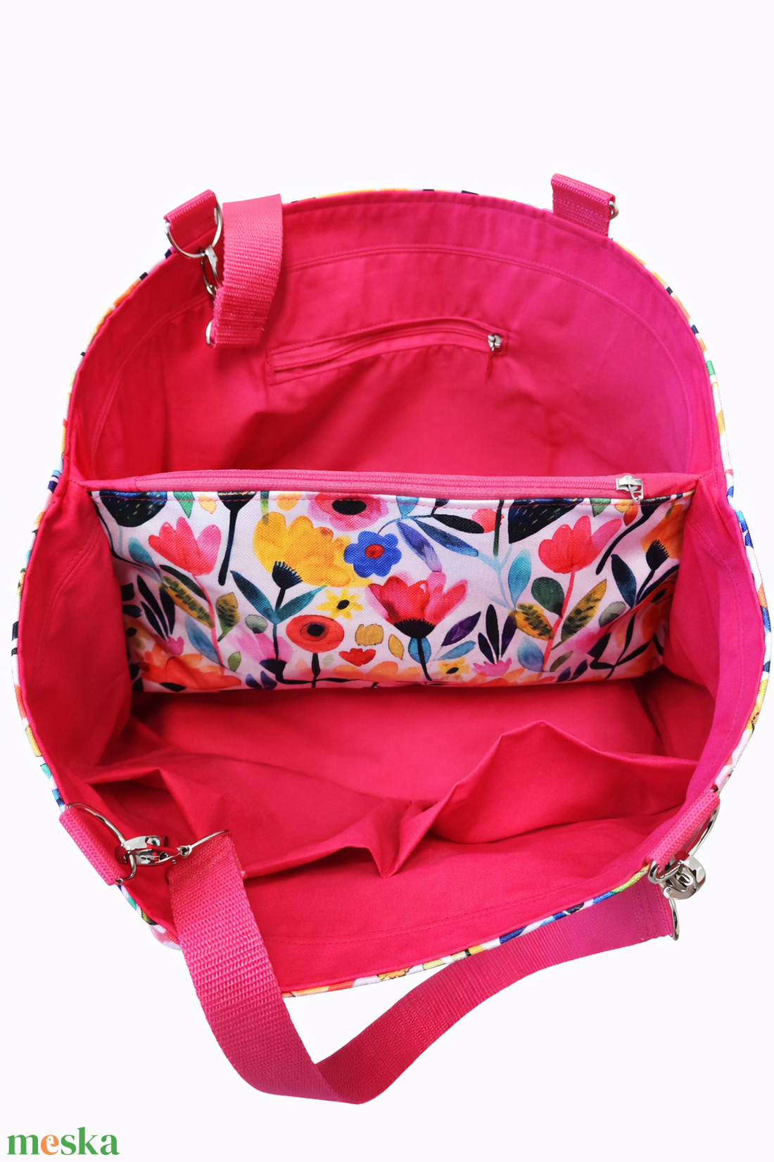 Virágos táska vízlepergető gyöngyvászonból - táska & tok - kézitáska & válltáska - tarisznya - Meska.hu