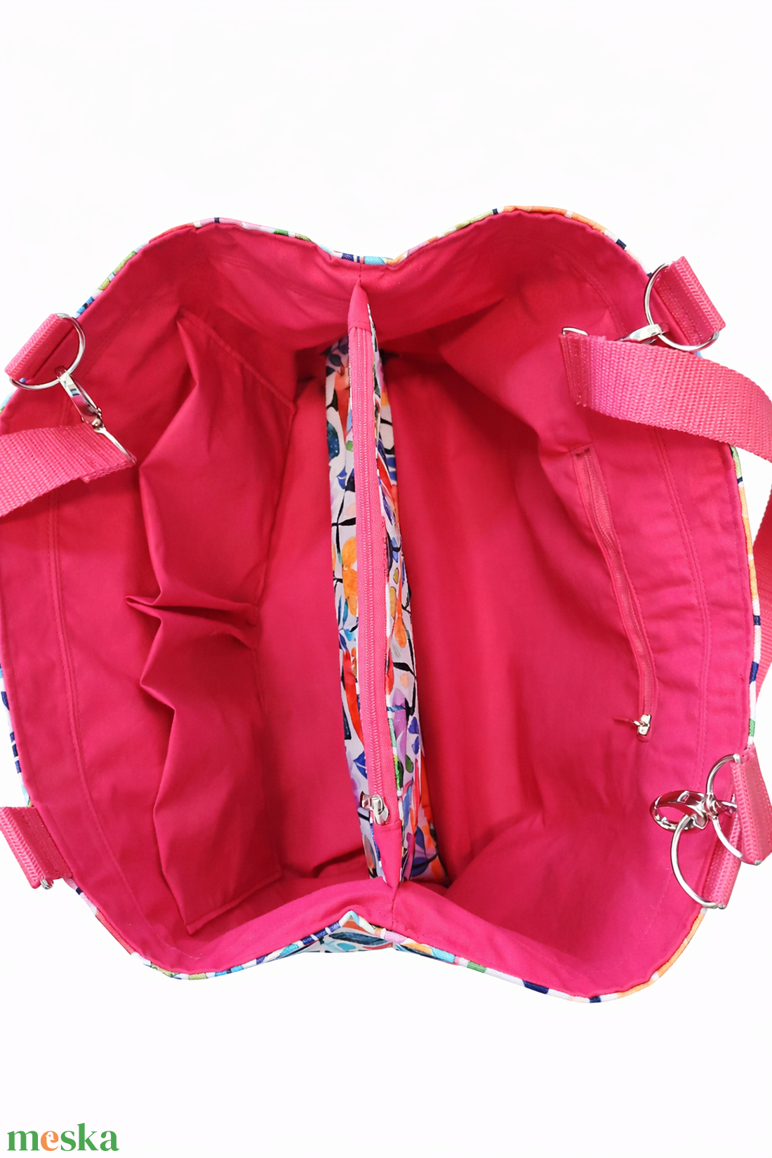 Virágos táska vízlepergető gyöngyvászonból - táska & tok - kézitáska & válltáska - tarisznya - Meska.hu