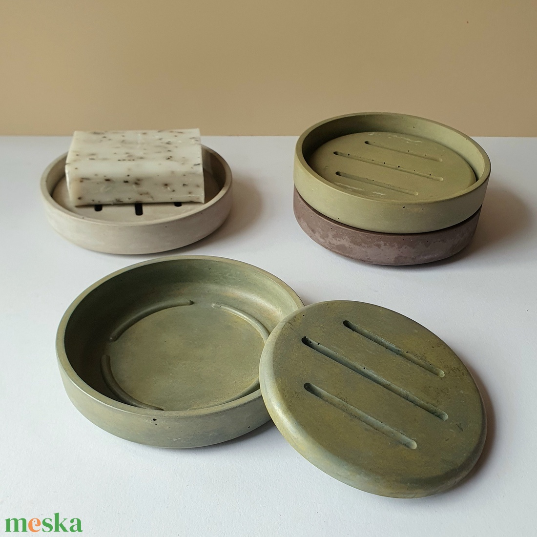 Beton szappantartó - 11,5 cm - otthon & életmód - fürdőszoba - szappantartó - Meska.hu
