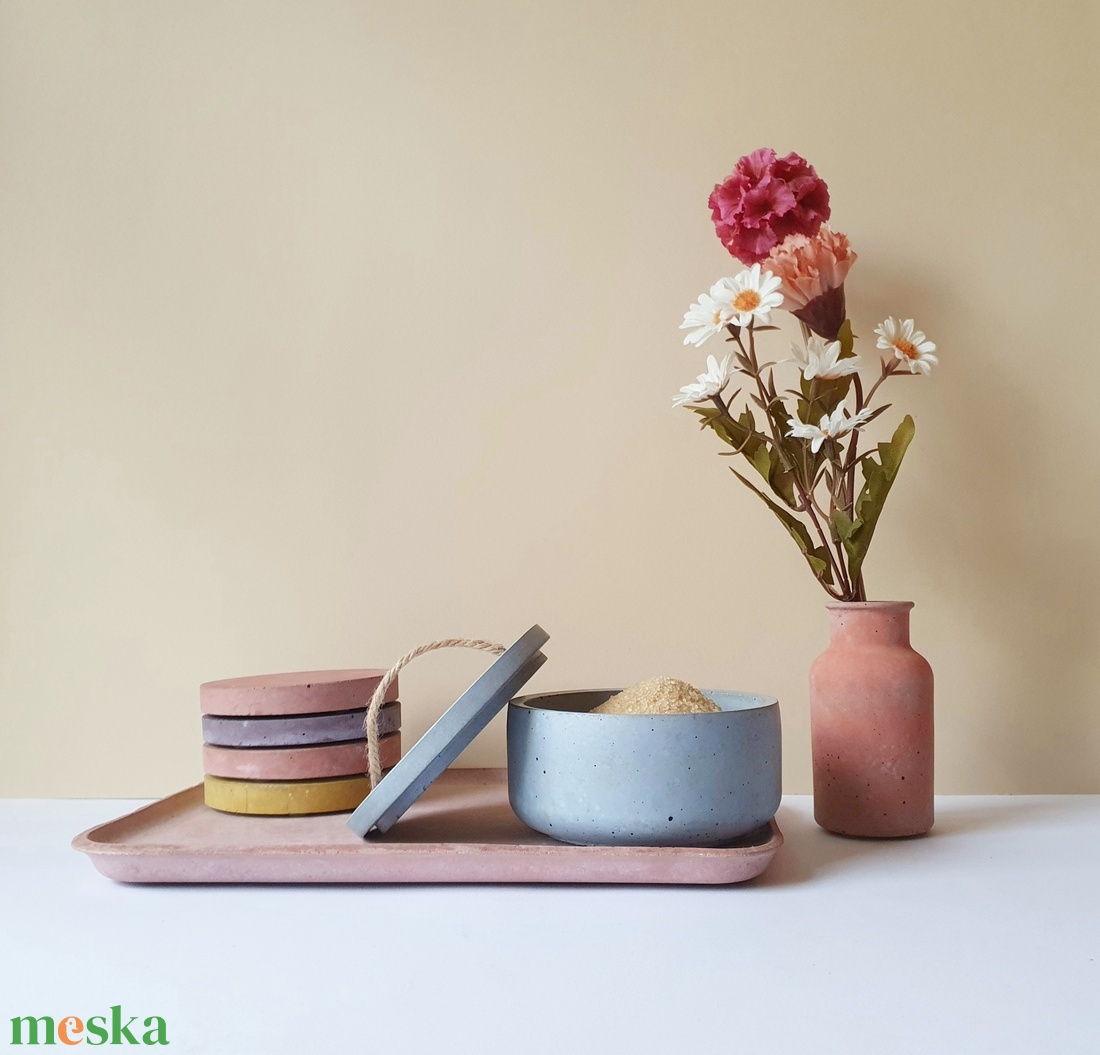 Beton cukortartó, sótartó - átmérő: 10,5 cm - otthon & életmód - konyhafelszerelés, tálalás - konyhai tárolás - fűszertartó - Meska.hu