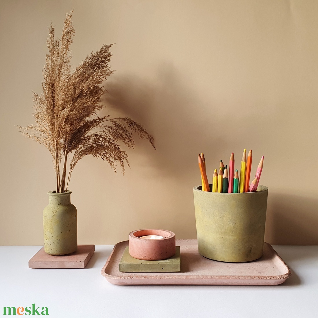 Beton tálca - 19 cm x 27 cm - otthon & életmód - dekoráció - asztal és polc dekoráció - dekorációs tál, tartó - Meska.hu