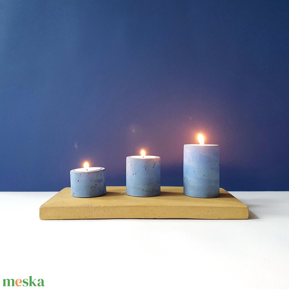 Beton mécsestartó szett - otthon & életmód - gyertya, illat, aroma - mécses és mécsestartó - Meska.hu