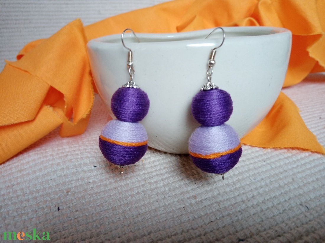 SELLŐ textilbogyó fülbevaló, fonalékszer, textil fülbevaló - ékszer - fülbevaló - lógó fülbevaló - Meska.hu