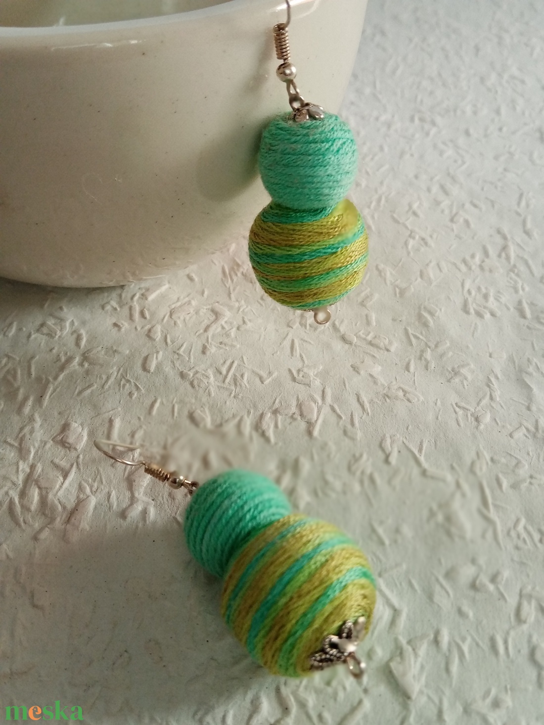 EARLY BIRD textilbogyó fülbevaló, textil fülbevaló, textilékszer - ékszer - fülbevaló - lógó fülbevaló - Meska.hu