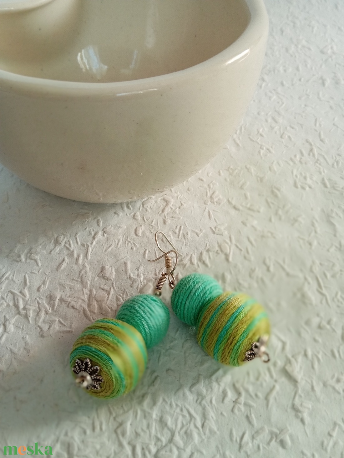 EARLY BIRD textilbogyó fülbevaló, textil fülbevaló, textilékszer - ékszer - fülbevaló - lógó fülbevaló - Meska.hu