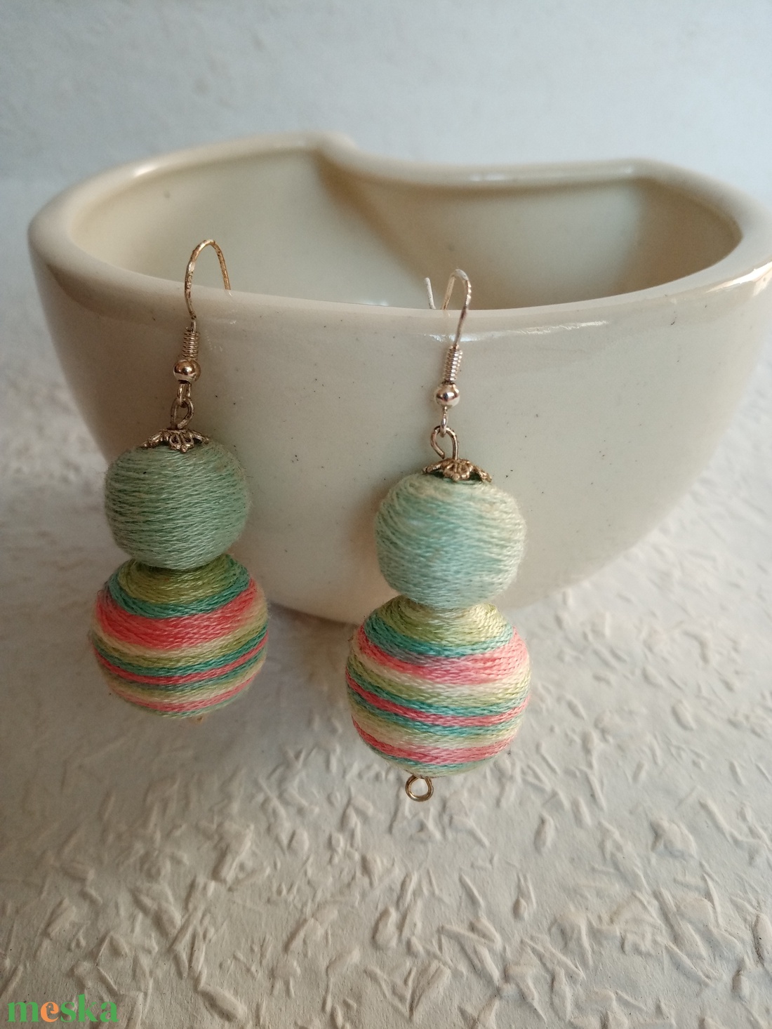 HAMUPIPŐKE textilbogyó fülbevaló, textil fülbevaló, textilékszer - ékszer - fülbevaló - lógó fülbevaló - Meska.hu