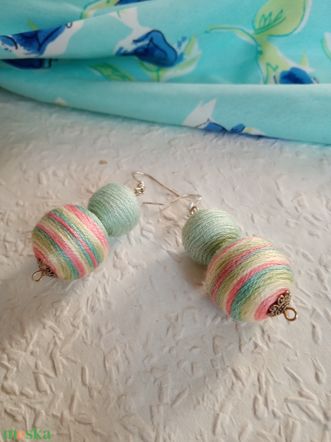 HAMUPIPŐKE textilbogyó fülbevaló, textil fülbevaló, textilékszer - ékszer - fülbevaló - lógó fülbevaló - Meska.hu