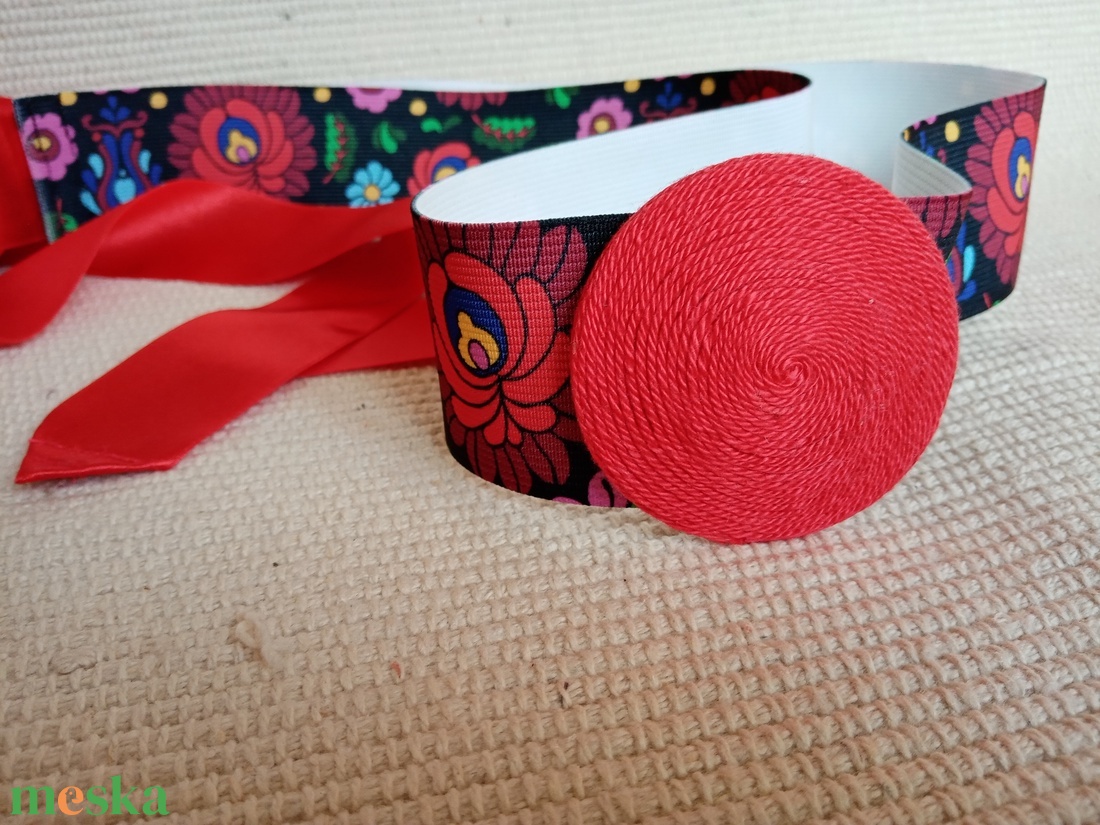 Matyó virágos öv, egyedi derékdísz, dekoröv, matyós viselet - ruha & divat - öv & övcsat - öv - Meska.hu