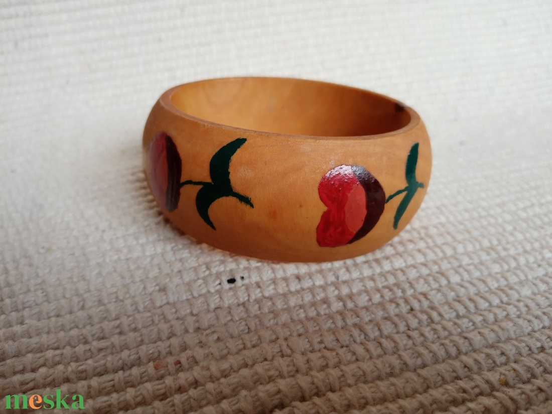 Matyó virágos fakarkötő, matyós viselet, kézzel festett matyó karkötő - ékszer - karkötő - széles karkötő - Meska.hu