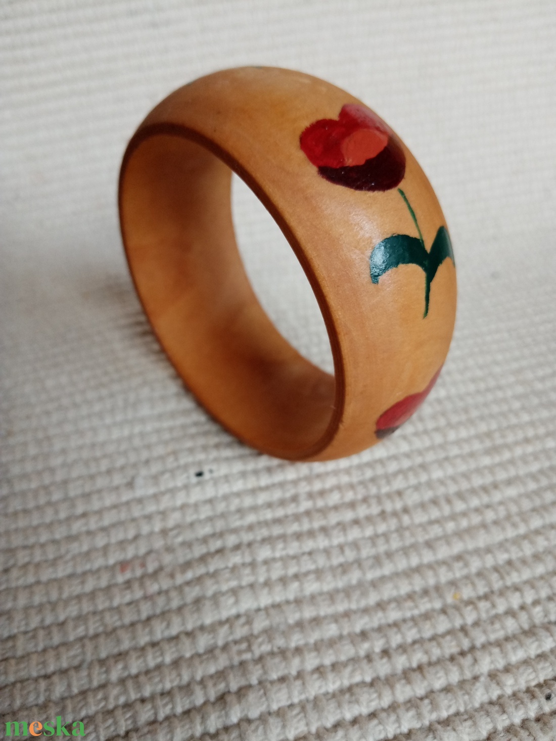 Matyó virágos fakarkötő, matyós viselet, kézzel festett matyó karkötő - ékszer - karkötő - széles karkötő - Meska.hu