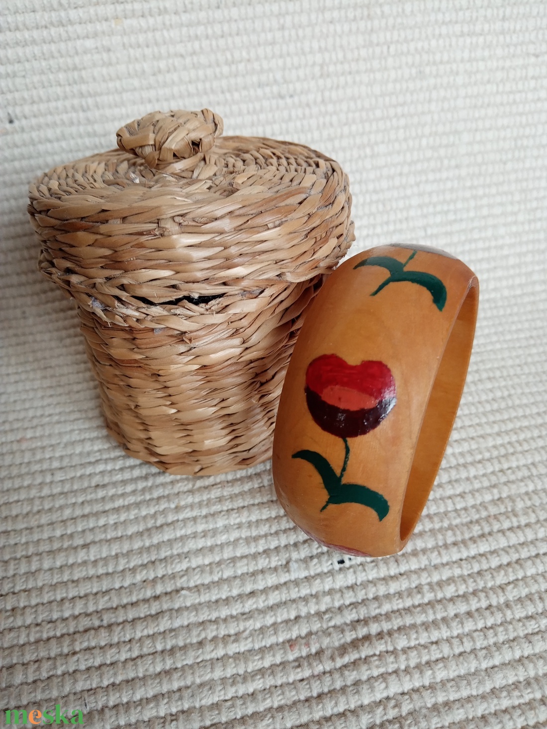 Matyó virágos fakarkötő, matyós viselet, kézzel festett matyó karkötő - ékszer - karkötő - széles karkötő - Meska.hu