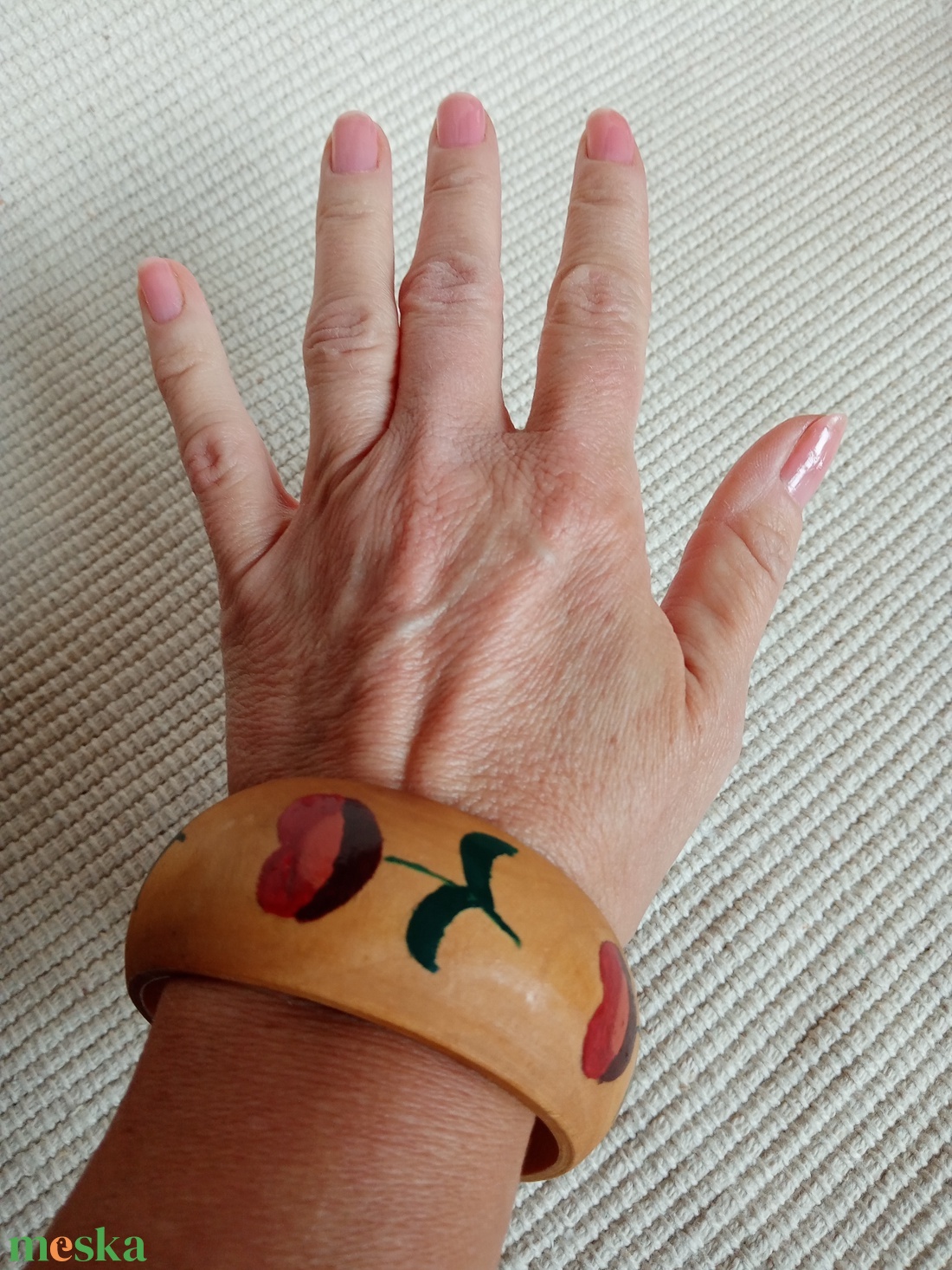 Matyó virágos fakarkötő, matyós viselet, kézzel festett matyó karkötő - ékszer - karkötő - széles karkötő - Meska.hu