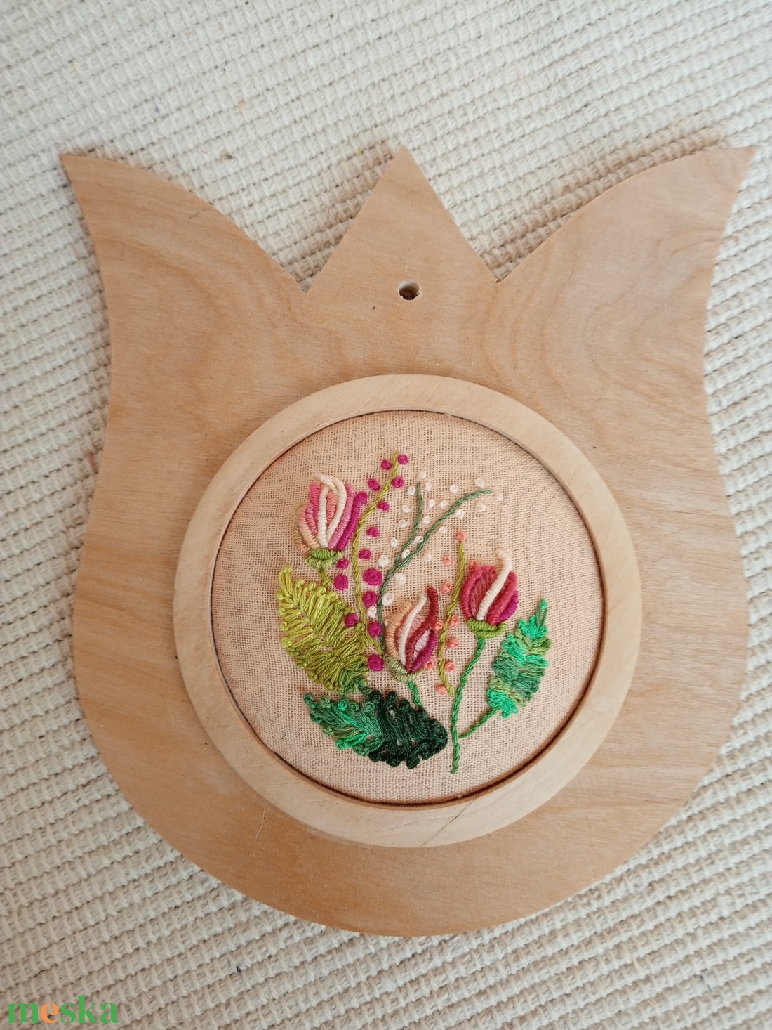 Falra akasztható Tulipán alakzatban brazil hímzett virágok, 3D hímzett virágok - otthon & életmód - dekoráció - fali és függő dekoráció - falra akasztható dekor - Meska.hu