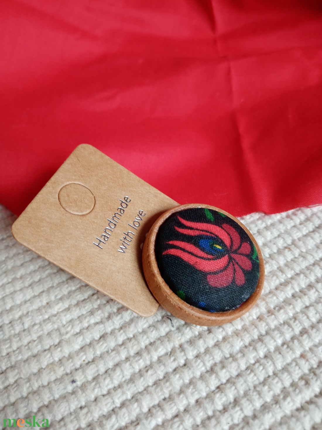  Matyó mintás dísz kitűző,matyó ékszer,folklór textil ékszer,magyaros ékszer,Hungarian folk jewellery - ékszer - kitűző és bross - Meska.hu