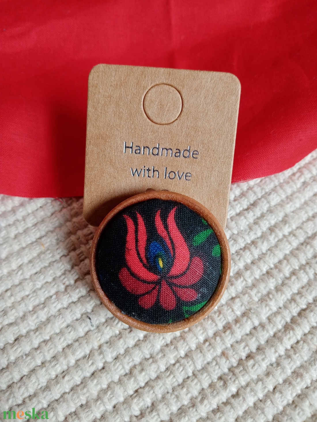  Matyó mintás dísz kitűző,matyó ékszer,folklór textil ékszer,magyaros ékszer,Hungarian folk jewellery - ékszer - kitűző és bross - Meska.hu