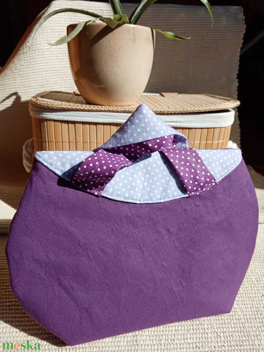 Lila Pöttyös Randi táska, Kis alkalmi táska - táska & tok - kézitáska & válltáska - kézitáska - Meska.hu