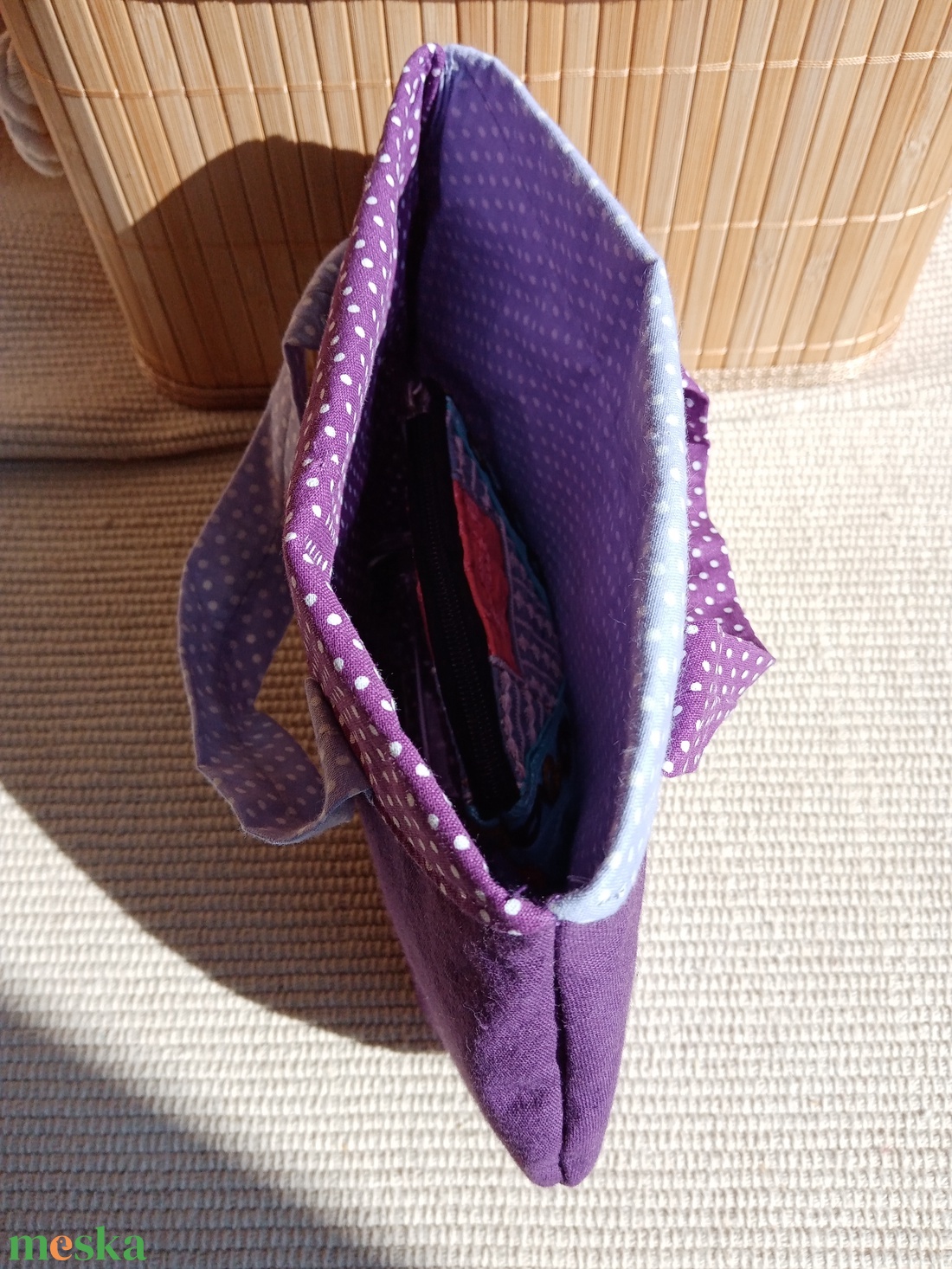 Lila Pöttyös Randi táska, Kis alkalmi táska - táska & tok - kézitáska & válltáska - kézitáska - Meska.hu