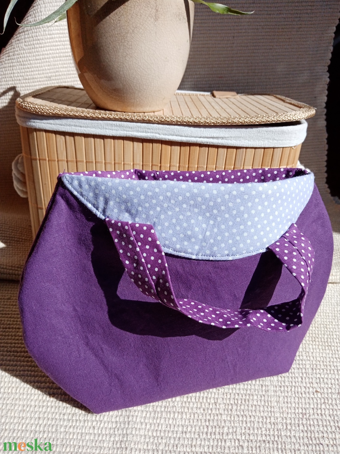 Lila Pöttyös Randi táska, Kis alkalmi táska - táska & tok - kézitáska & válltáska - kézitáska - Meska.hu