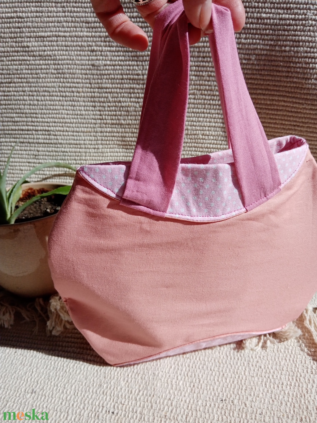 Rózsaszínű randitáska, alkalmi kistáska, textil vidám táska - táska & tok - kézitáska & válltáska - kézitáska - Meska.hu
