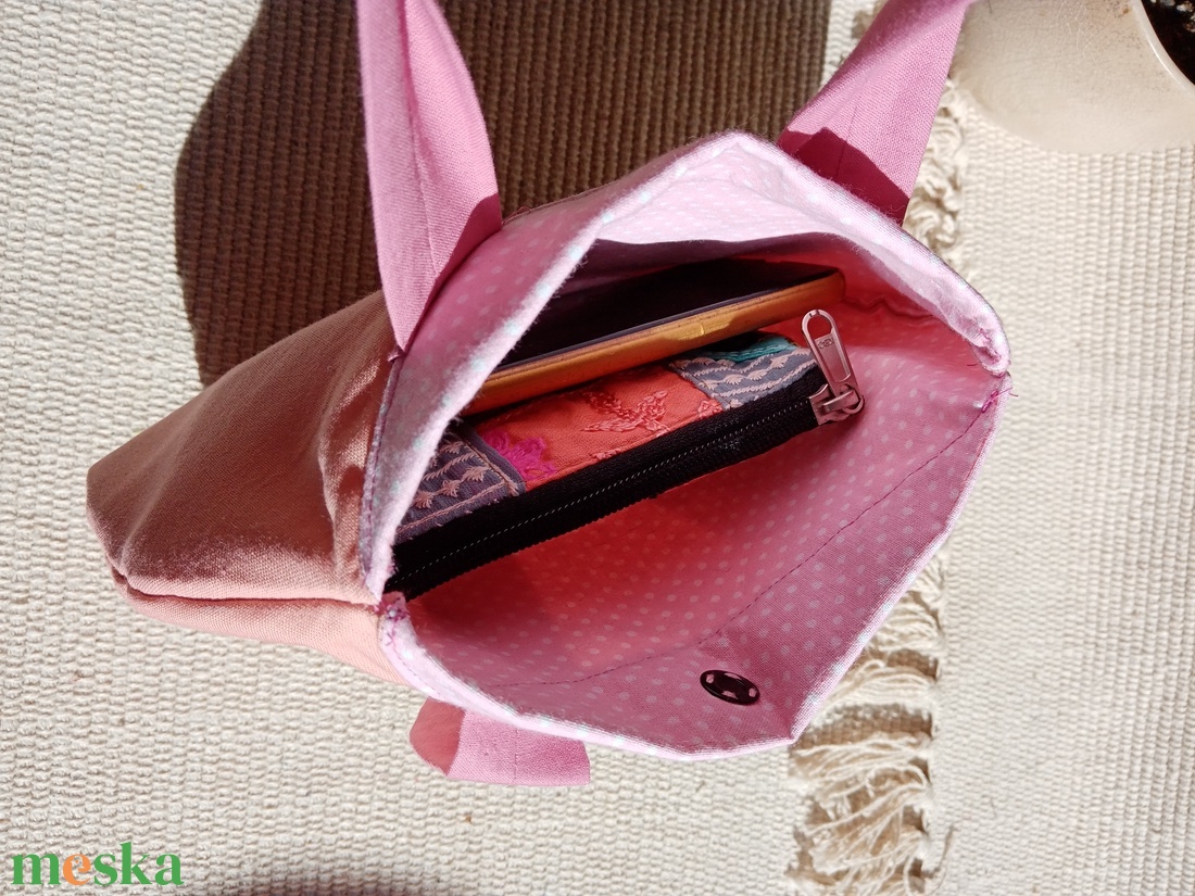 Rózsaszínű randitáska, alkalmi kistáska, textil vidám táska - táska & tok - kézitáska & válltáska - kézitáska - Meska.hu