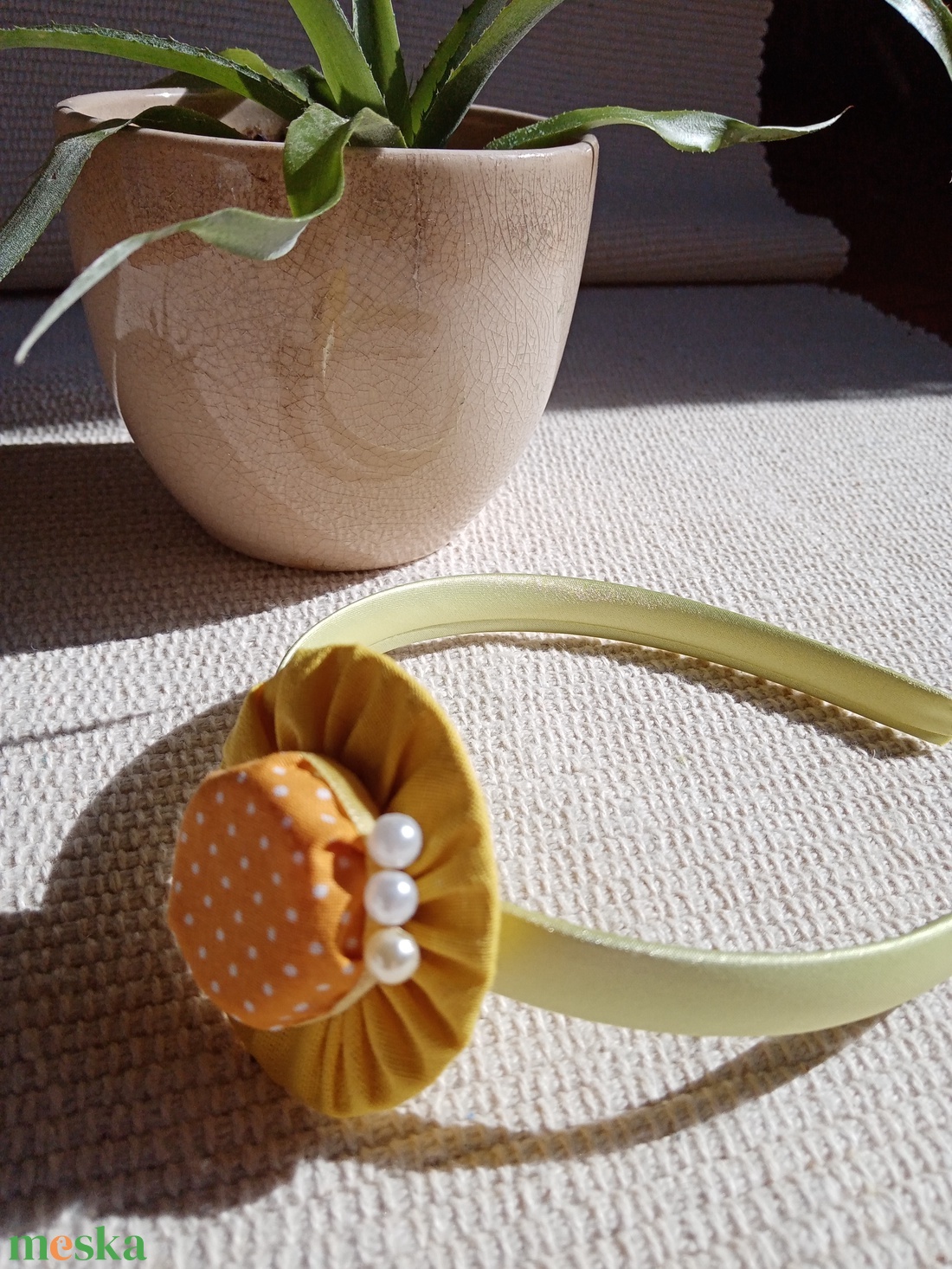 Citromsárga pöttyös kalapos hajráf, hajpánt - ruha & divat - hajdísz & hajcsat - hajráf & hajpánt - Meska.hu