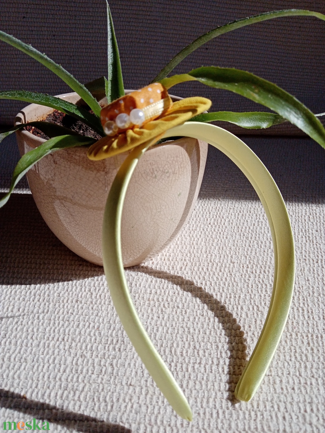 Citromsárga pöttyös kalapos hajráf, hajpánt - ruha & divat - hajdísz & hajcsat - hajráf & hajpánt - Meska.hu